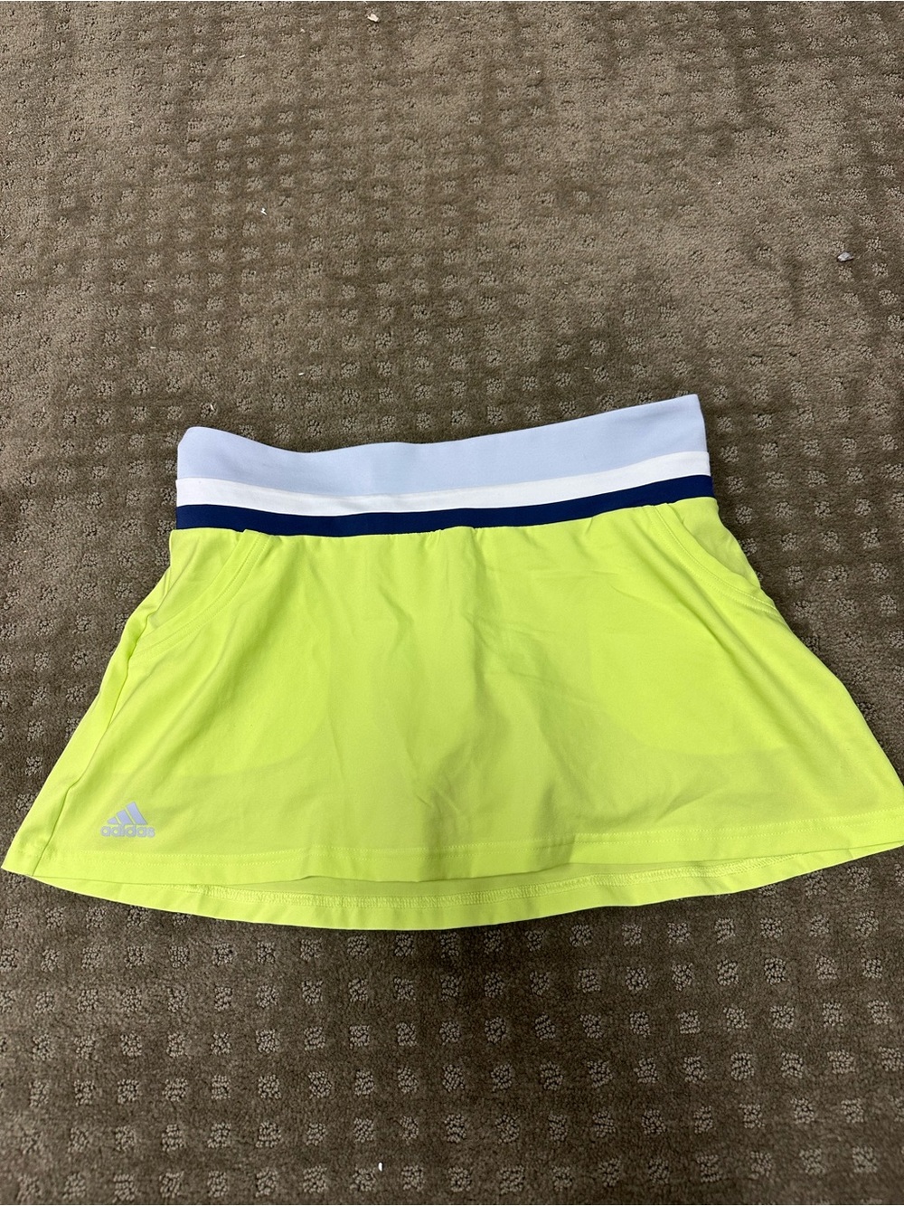 adidas Neon Yellow Athletic Skirt with White & Navy Waistband